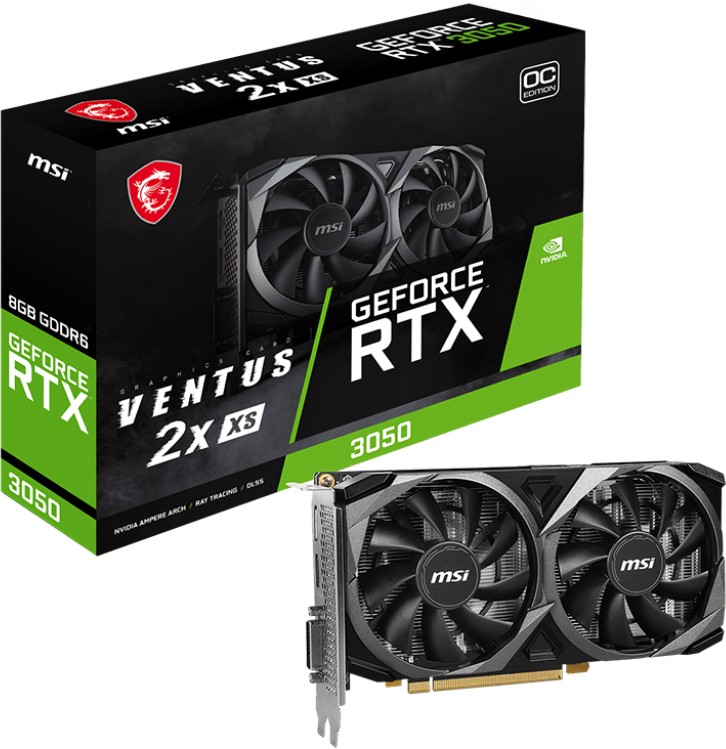 MSI GeForce RTX 3050 Ventus 2X XS OC 8GB GDDR6 Grafikkarte DP/HDMI/DVI