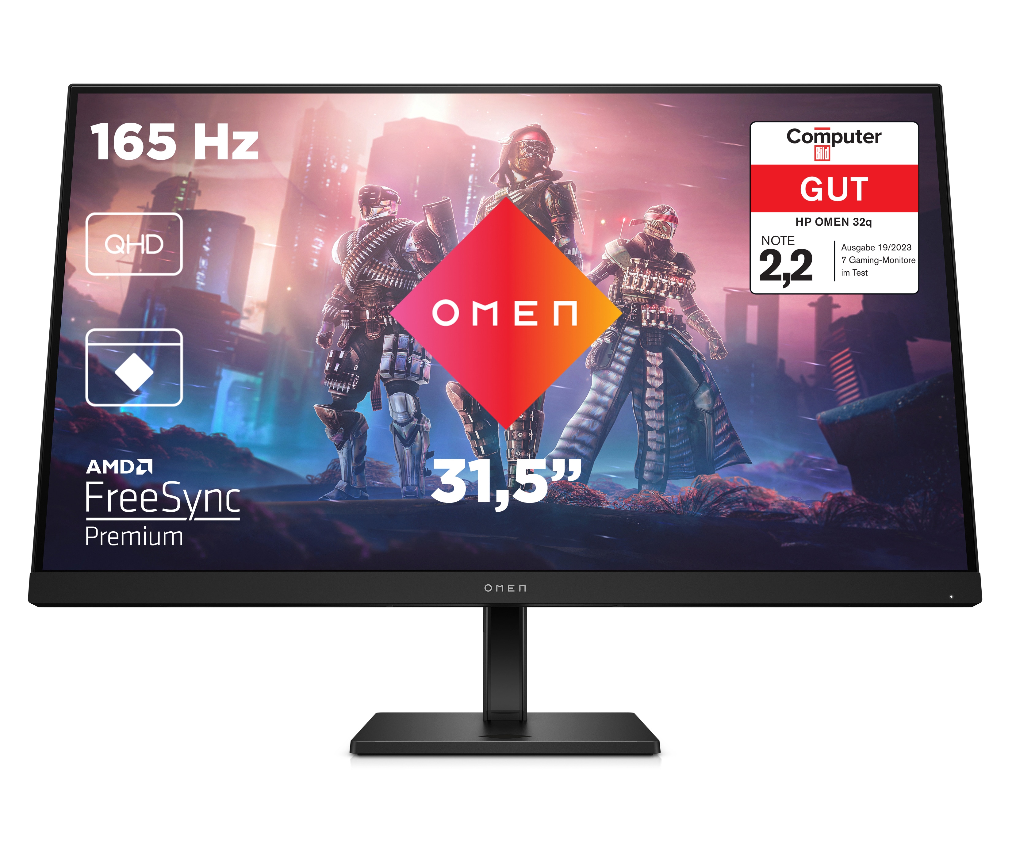 HP Omen 32q 80cm (31,5") QHD IPS Monitor 16:9 HDMI/DP 165Hz 400cd/m² FreeSync