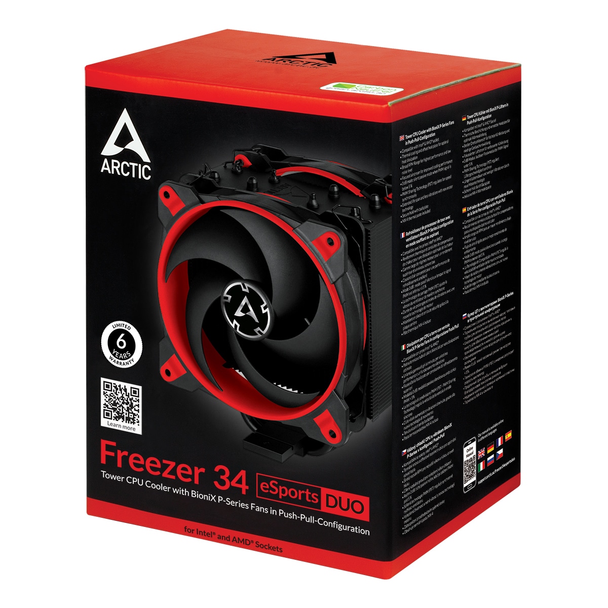 Arctic Freezer 34 eSports DUO Rot CPU Kühler für AMD und Intel CPUs