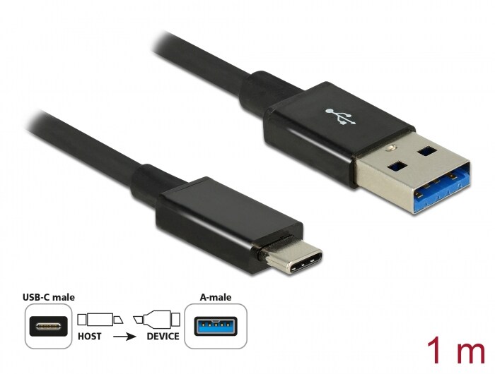 DeLOCK USB 3.1 Kabel 1m A zu C SuperSpeed Gen2 St./St. schwarz