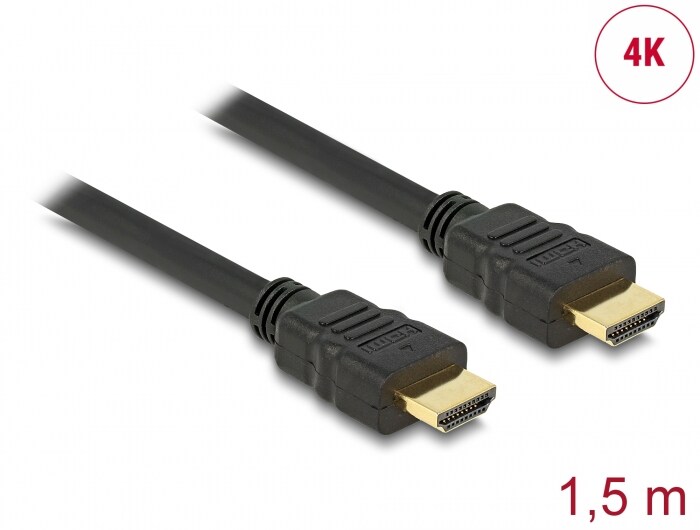 DeLOCK HDMI Kabel 1,5m High Speed Ethernet 4K St./St. schwarz