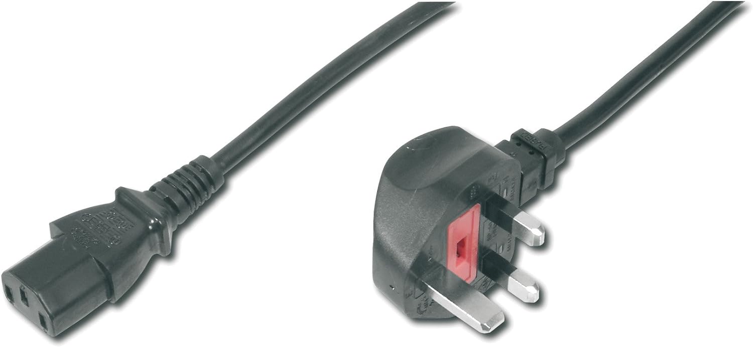 DIGITUS Netzanschlusskabel, UK Stecker, 90ø gewinkel - C13 St/Bu, 1.8m