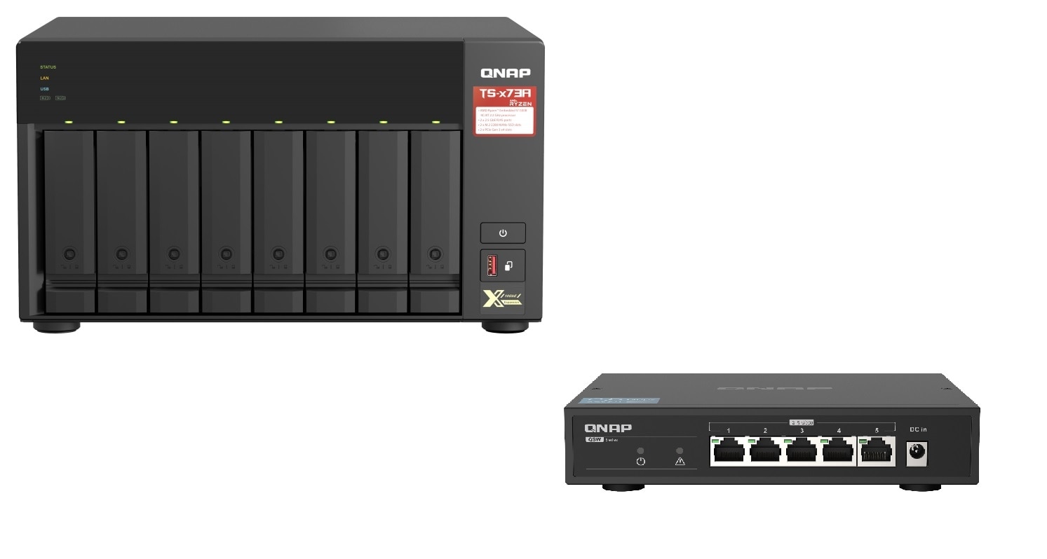 QNAP TS-873A-SW5T NAS System 8-Bay + QSW-1105-5T Switch