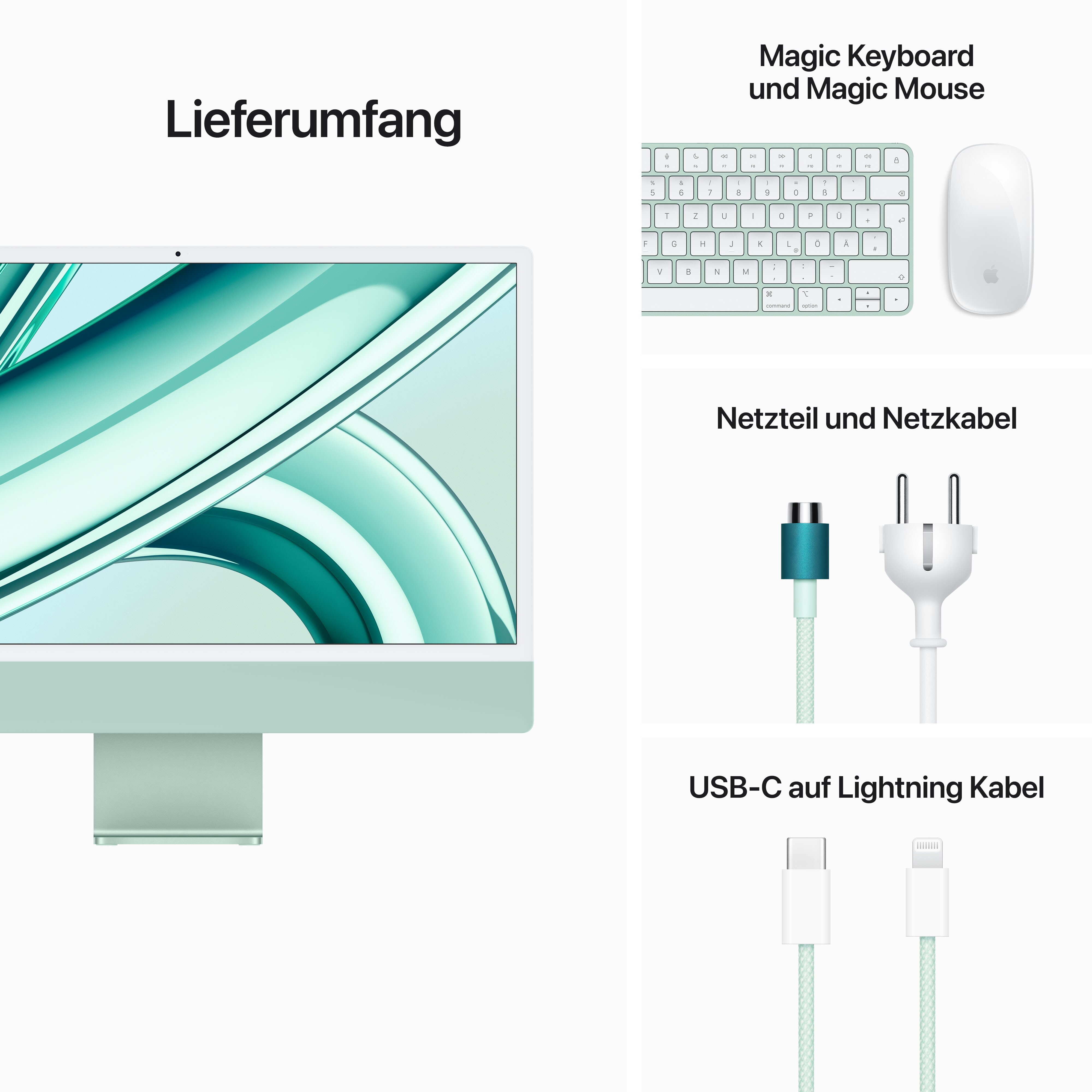 Apple iMac 24" Retina 4,5K 2023 M3/8/256GB 8C GPU Grün MQRA3D/A