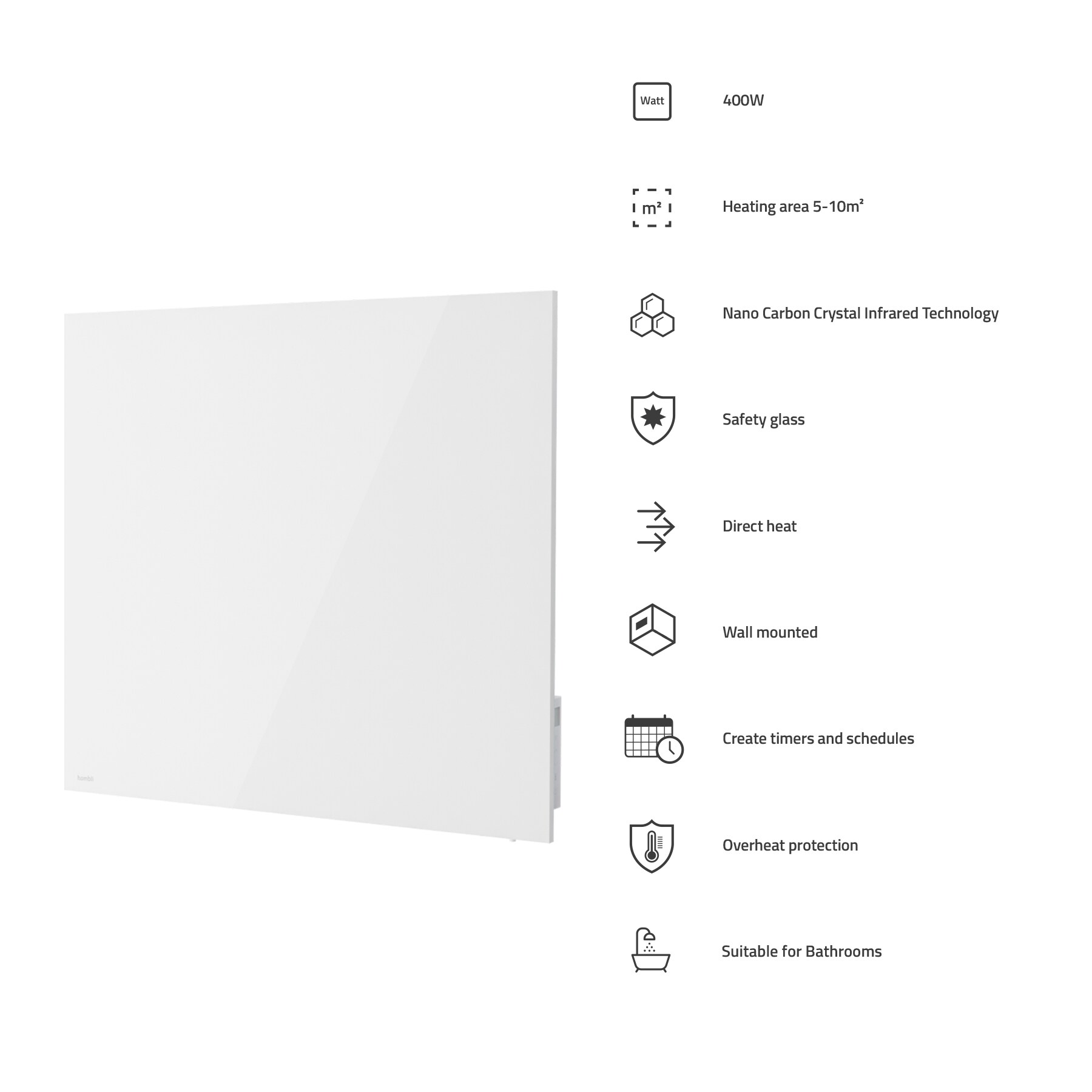 Hombli smartes Infrarot Heizpanel 400W