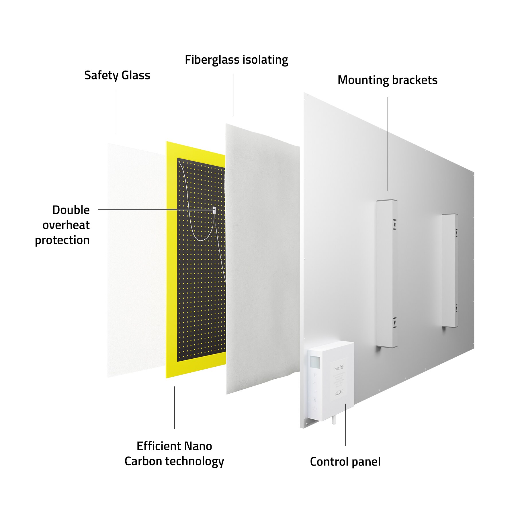 Hombli smartes Infrarot Heizpanel Glas 600W