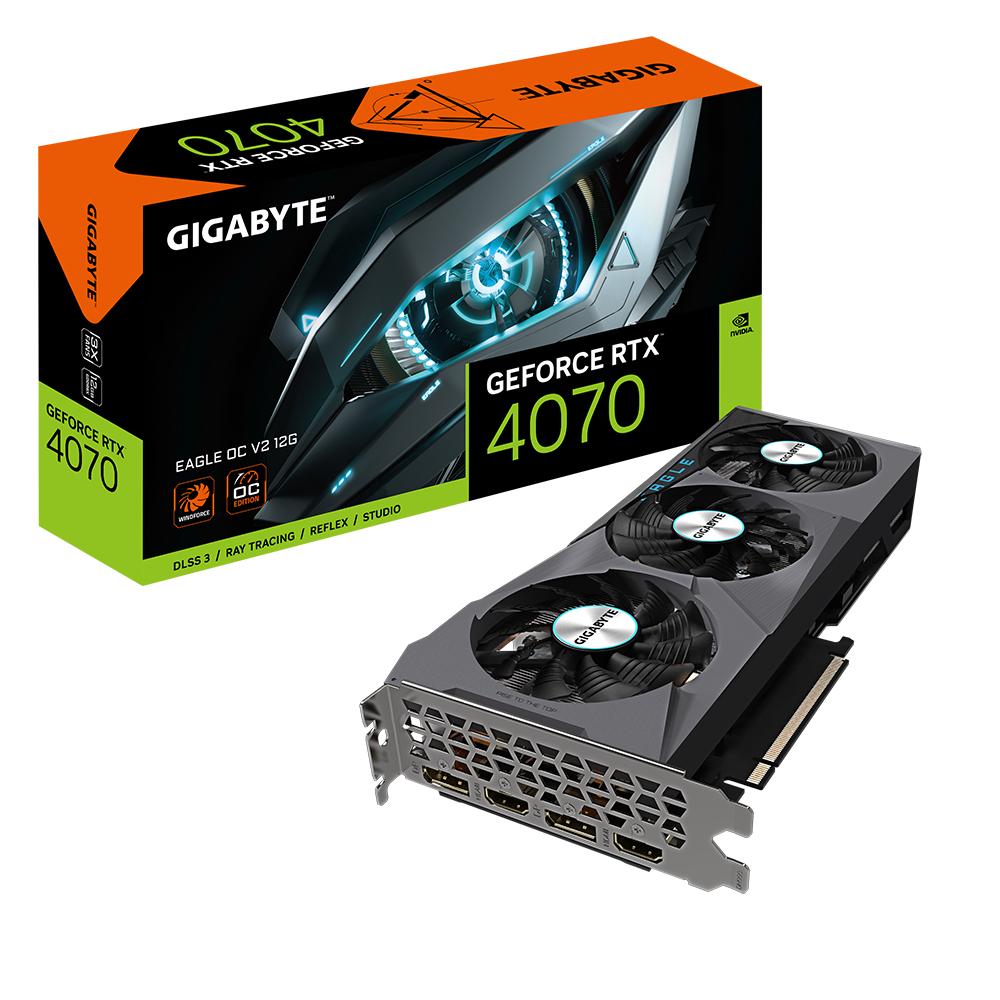 GIGABYTE GeForce RTX 4070 EAGLE OC V2 12GB GDDR6X Grafikkarte 2xHDMI/2xDP