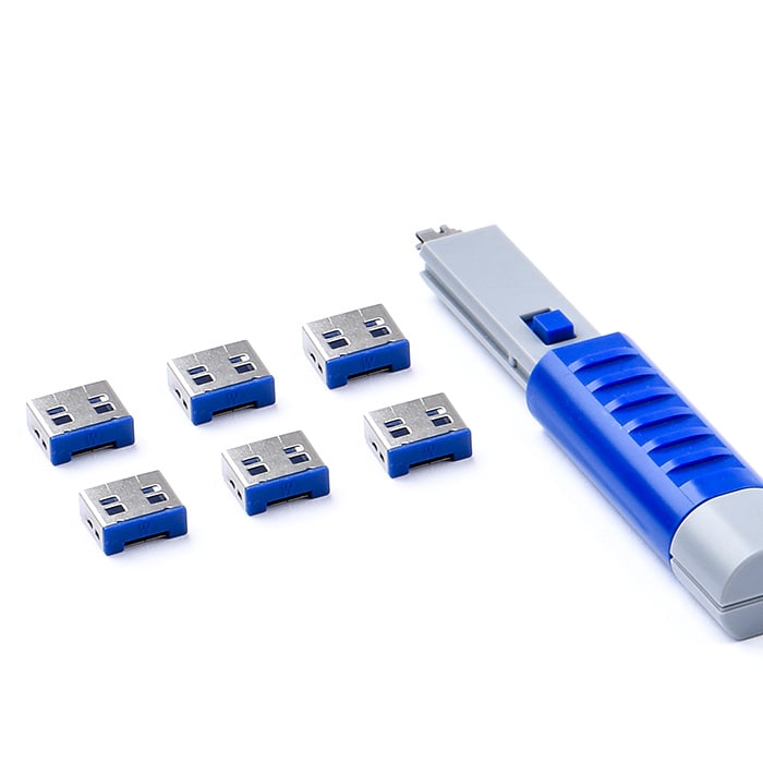 SMARTKEEPER ESSENTIAL 6x USB-A Blocker mit 1x Lock Key Basic Blau