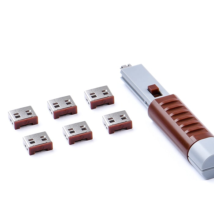 SMARTKEEPER ESSENTIAL 6x USB-A Blocker mit 1x Lock Key Basic Braun