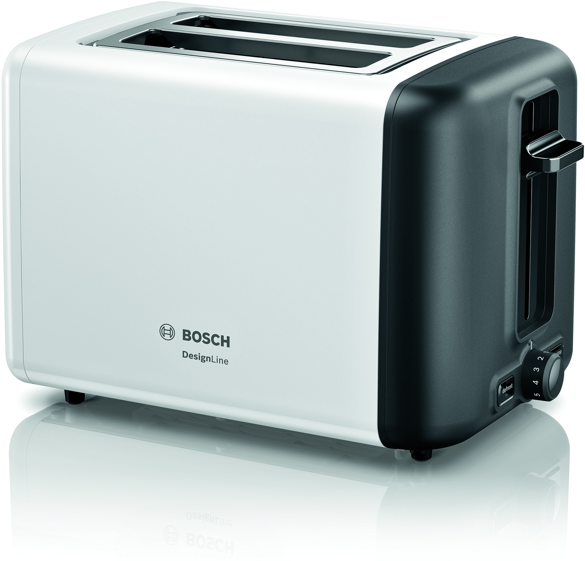 Bosch TAT3P421DE Kompakt Toaster, DesignLine, weiß /schwarz