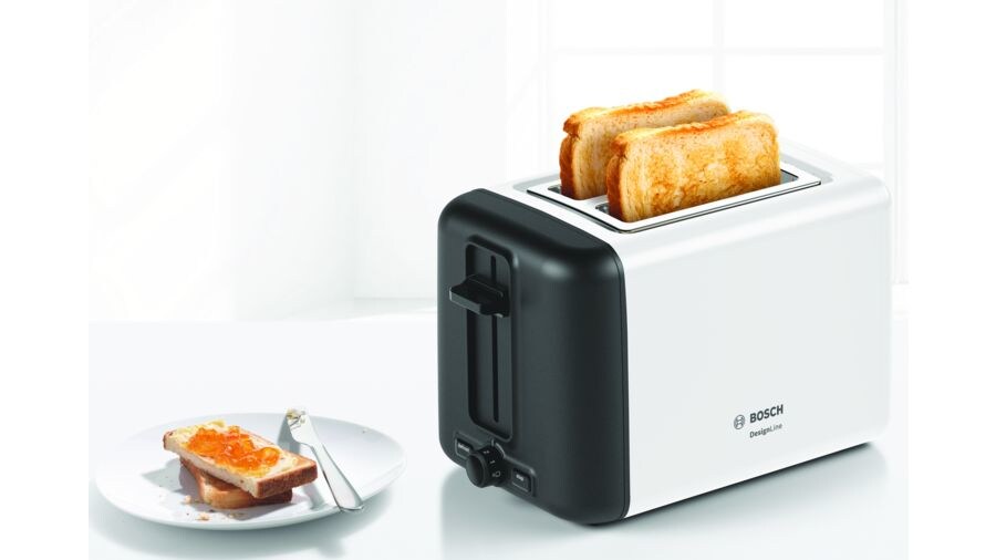 Bosch TAT3P421DE Kompakt Toaster, DesignLine, weiß /schwarz