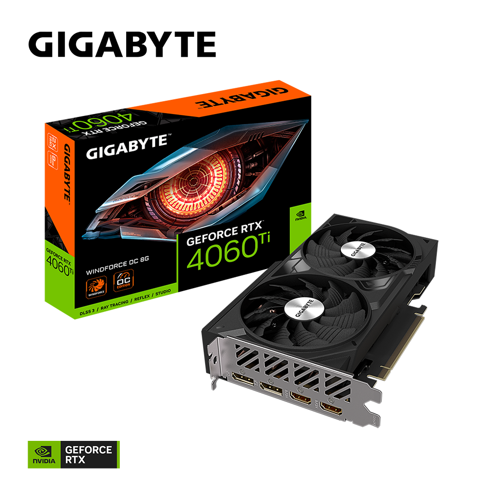 GIGABYTE GeForce RTX 4060Ti WindForce OC 8GB GDDR6 Grafikkarte 2xHDMI 2xDP