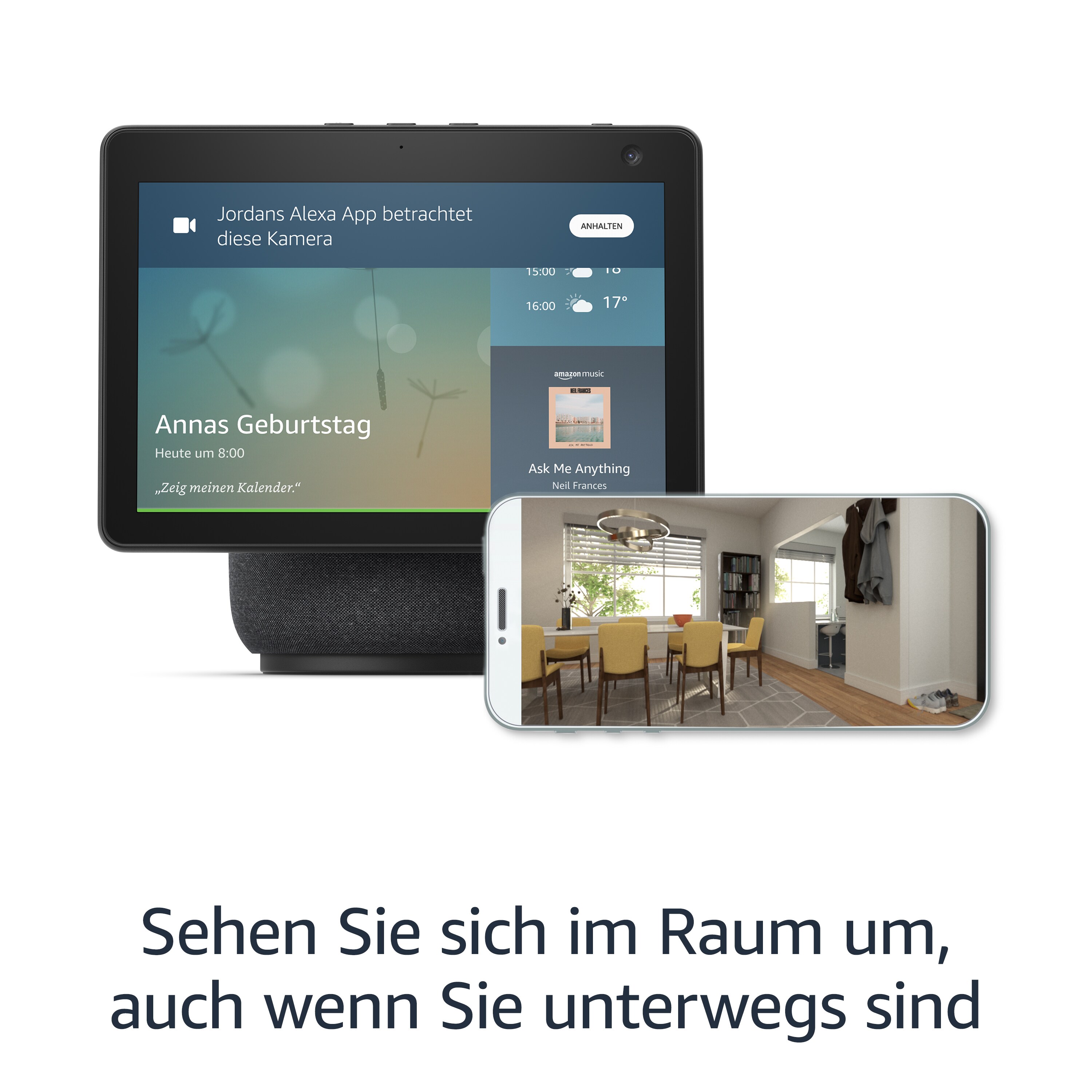 Amazon Echo Show 10 (3. Gen) Hochauflösendes Smart Display mit Bewegungsfunktion