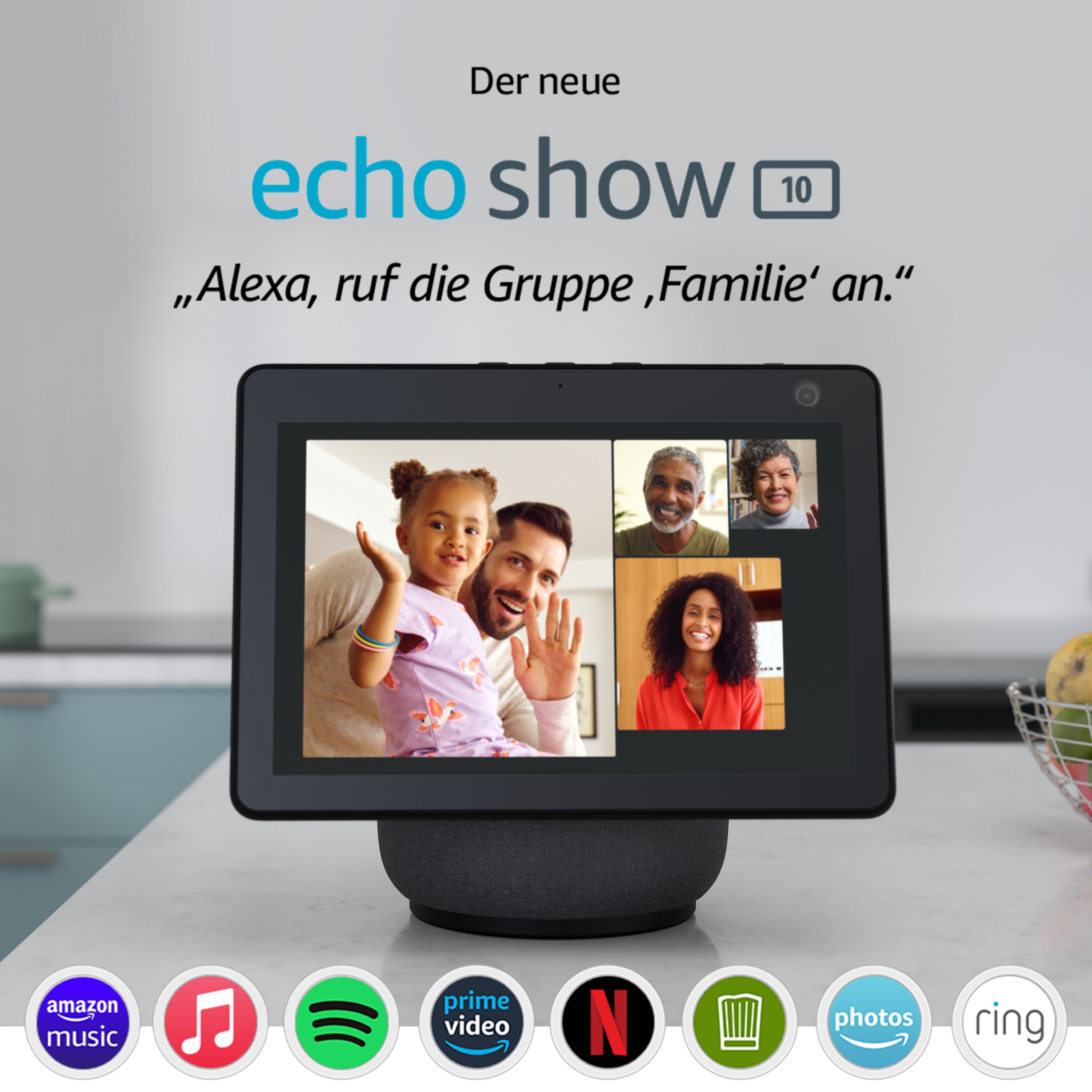 Amazon Echo Show 10 (3. Gen) Hochauflösendes Smart Display mit Bewegungsfunktion