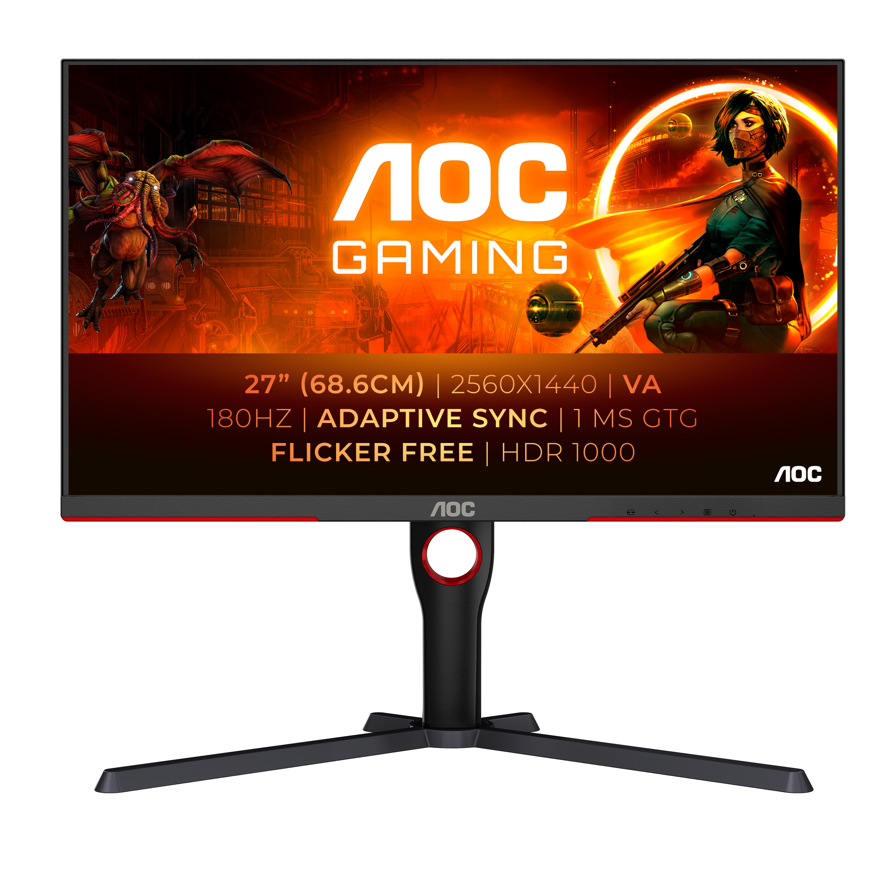 AOC Q27G3XMN 68,6cm (27") QHD VA Gaming Monitor 16:9 HDMI/DP 180Hz 0,5ms Sync