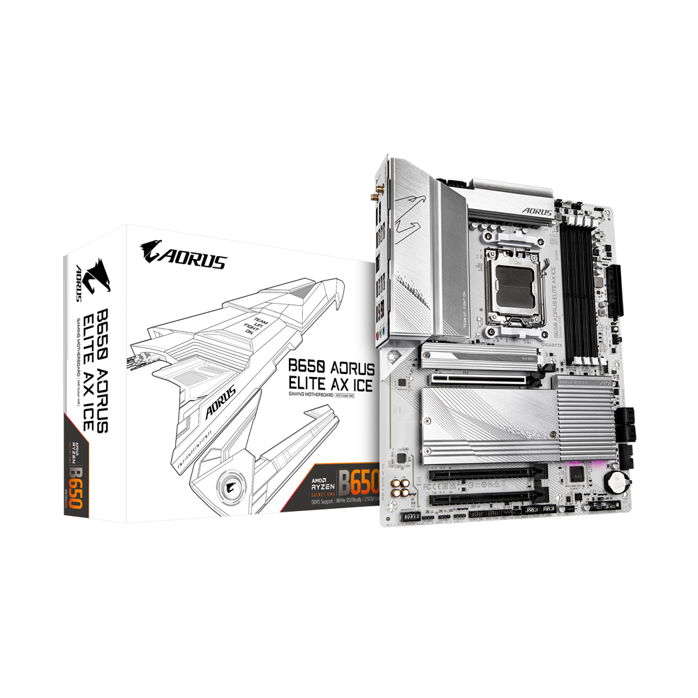 GIGABYTE B650 AORUS ELITE AX ICE ATX Mainboard Sockel AM5 HDMI/DP/USB-C/M.2