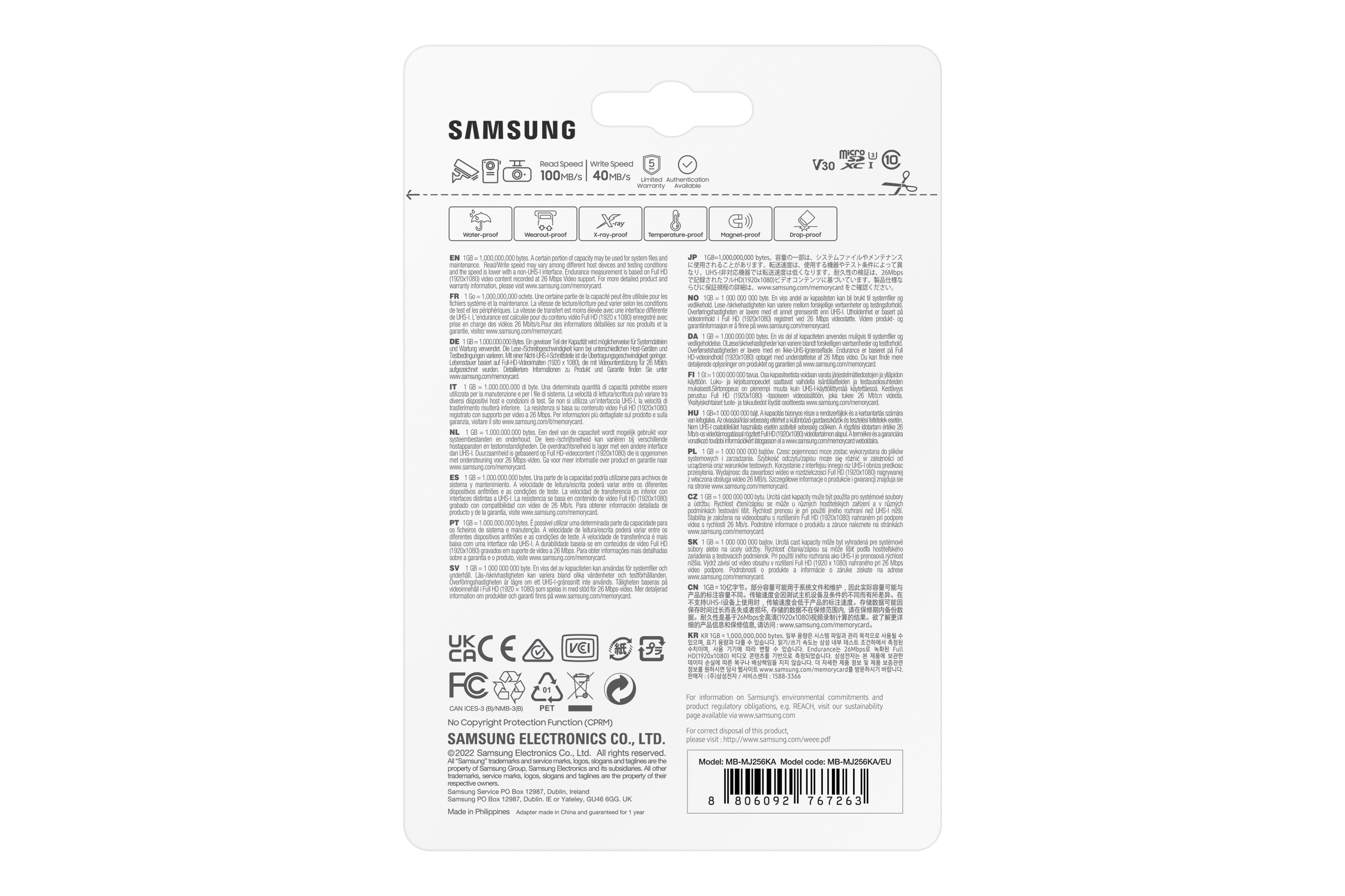 Samsung PRO Endurance 256 GB microSD-Speicherkarte mit SD-Adapter