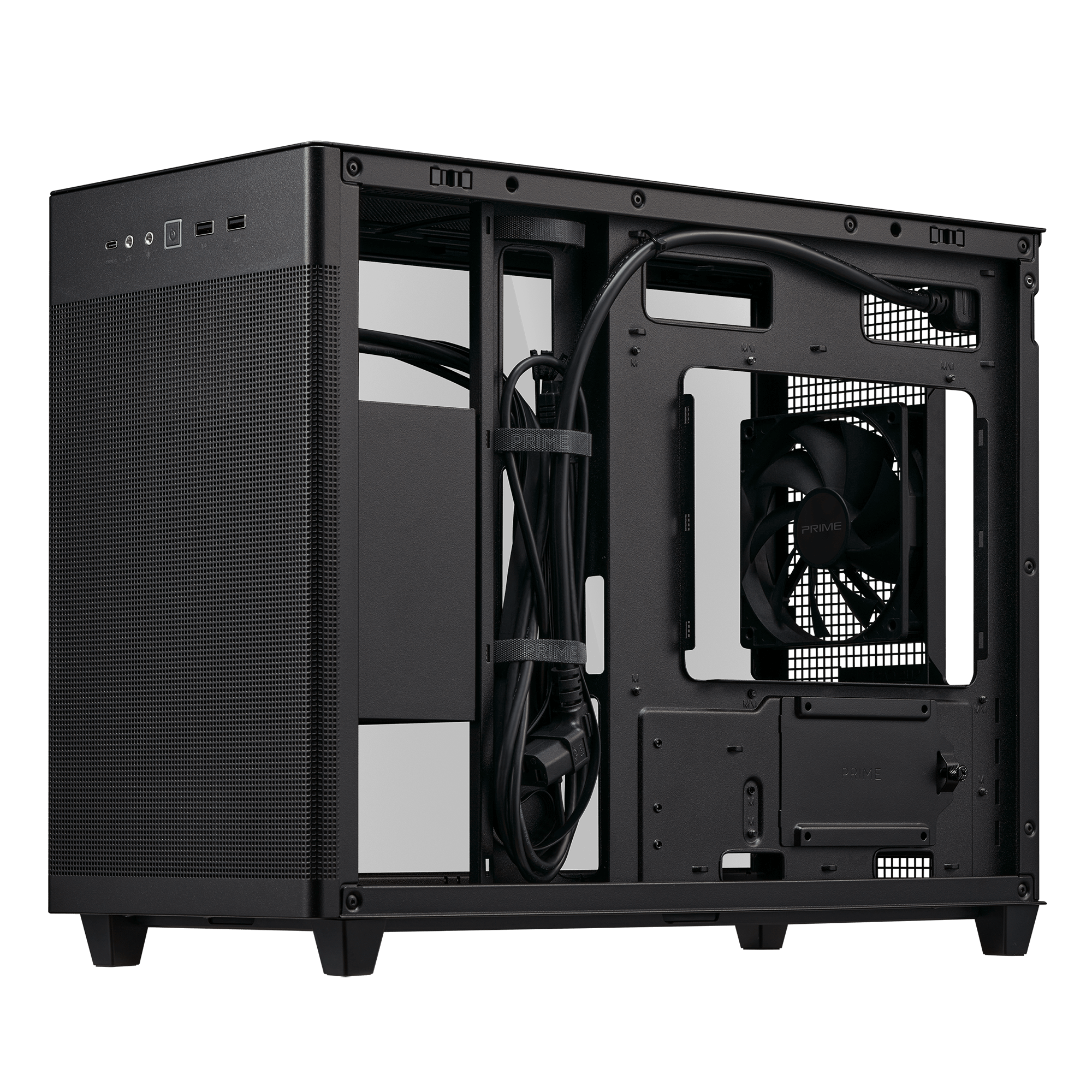 ASUS Prime AP201 Micro-ATX Gaming Gehäuse Gehäuse mit Seitenfenster schwarz