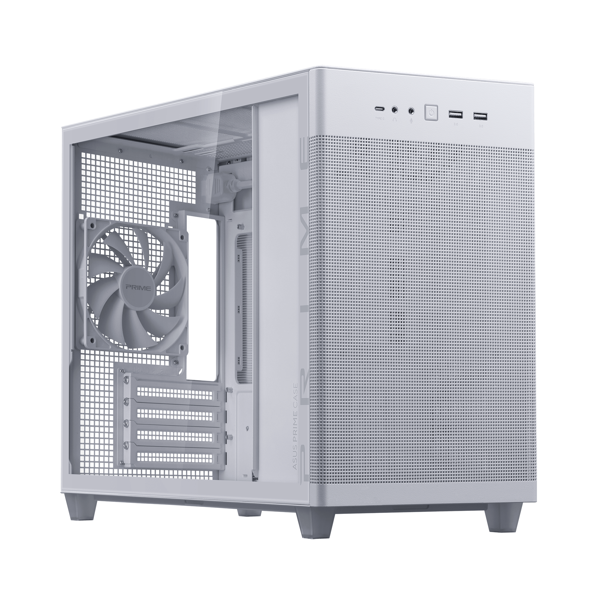 ASUS Prime AP201 Micro-ATX Gaming Gehäuse Gehäuse mit Seitenfenster weiß