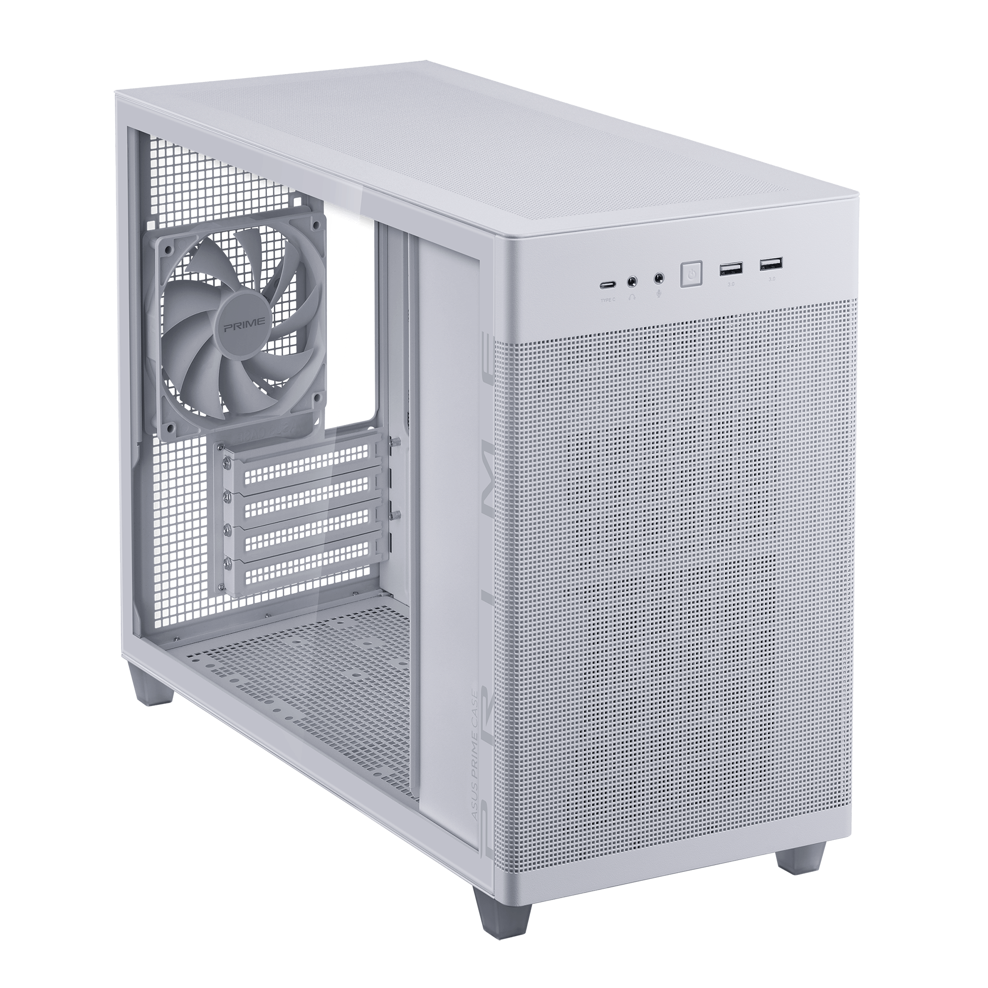 ASUS Prime AP201 Micro-ATX Gaming Gehäuse Gehäuse mit Seitenfenster weiß