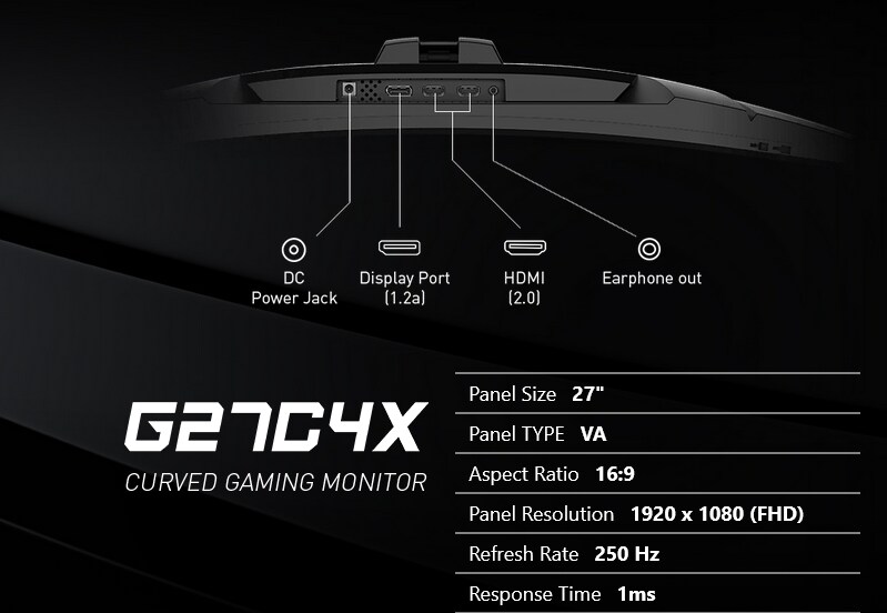 MSI Optix G27C4XDE 69cm (27") FHD VA Gaming Monitor Curved 16:9 HDMI/DP 240Hz