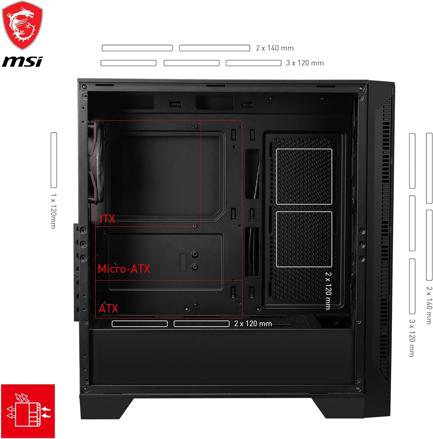 MSI MAG FORGE 320R Airflow MIDI Tower Gaming Gehäuse