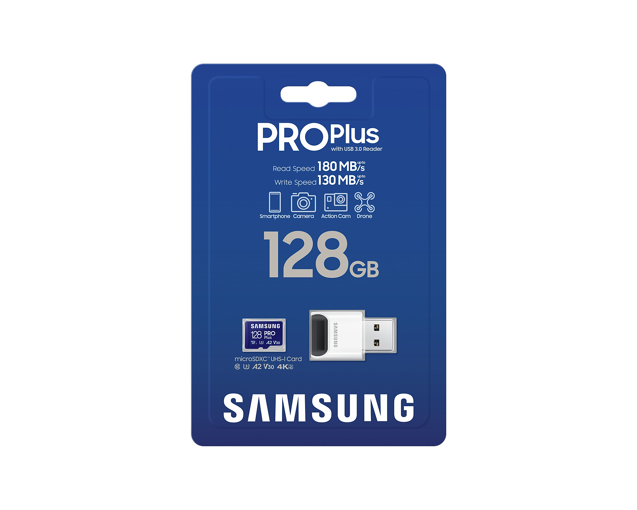 Samsung PRO Plus 128 GB microSDXC-Speicherkarte (2023) mit USB-Adapter