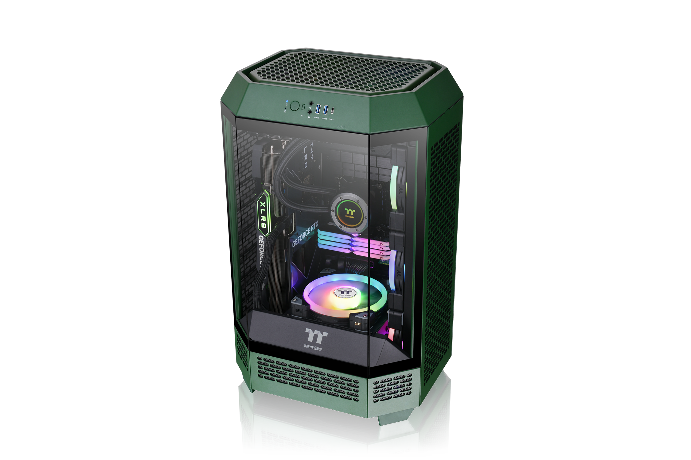 Thermaltake The Tower 300 Micro-ATX Gehäuse mit Sichtfenster Racing grün