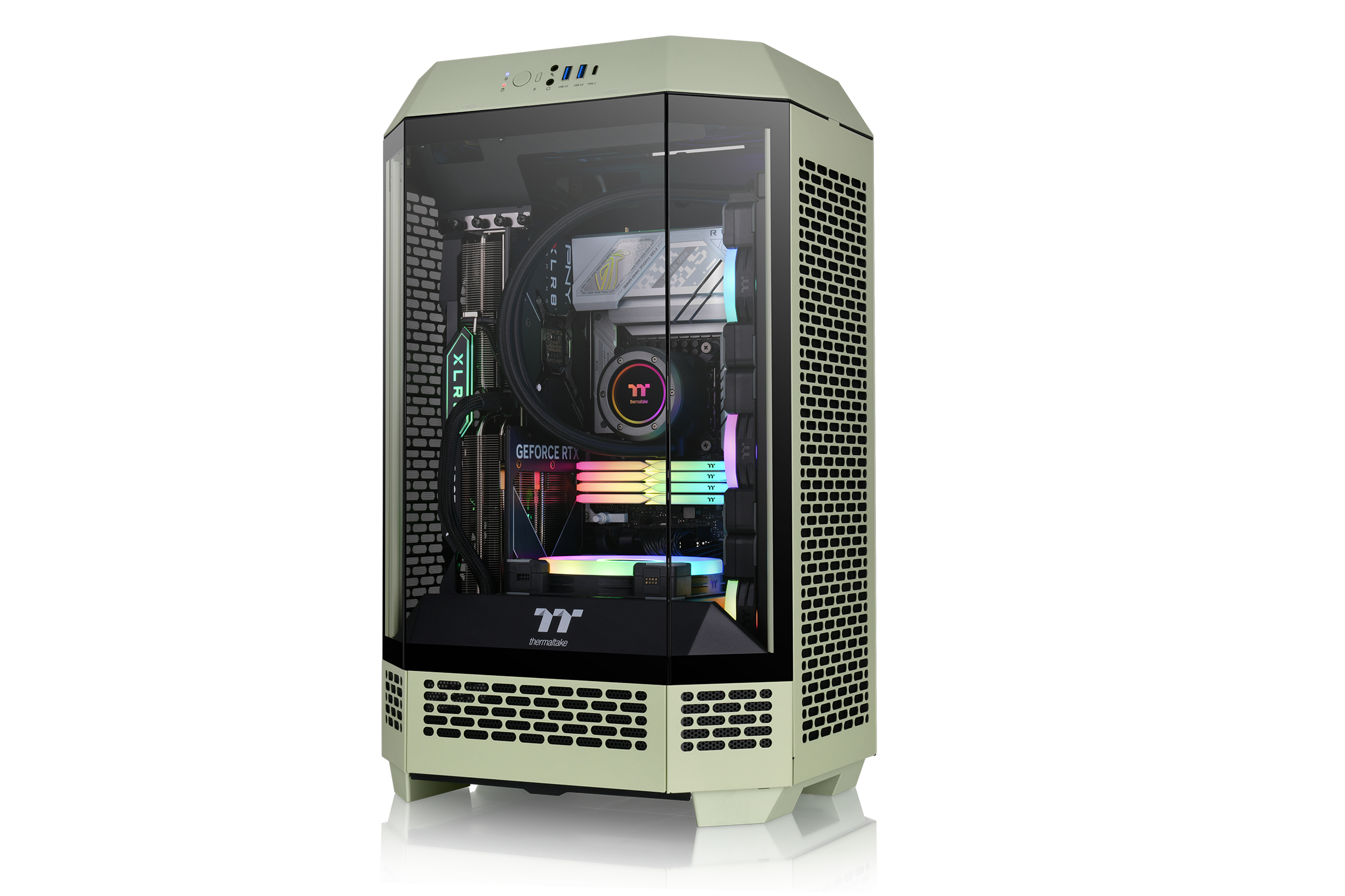 Thermaltake The Tower 300 Micro-ATX Gehäuse mit Sichtfenster Matcha Green