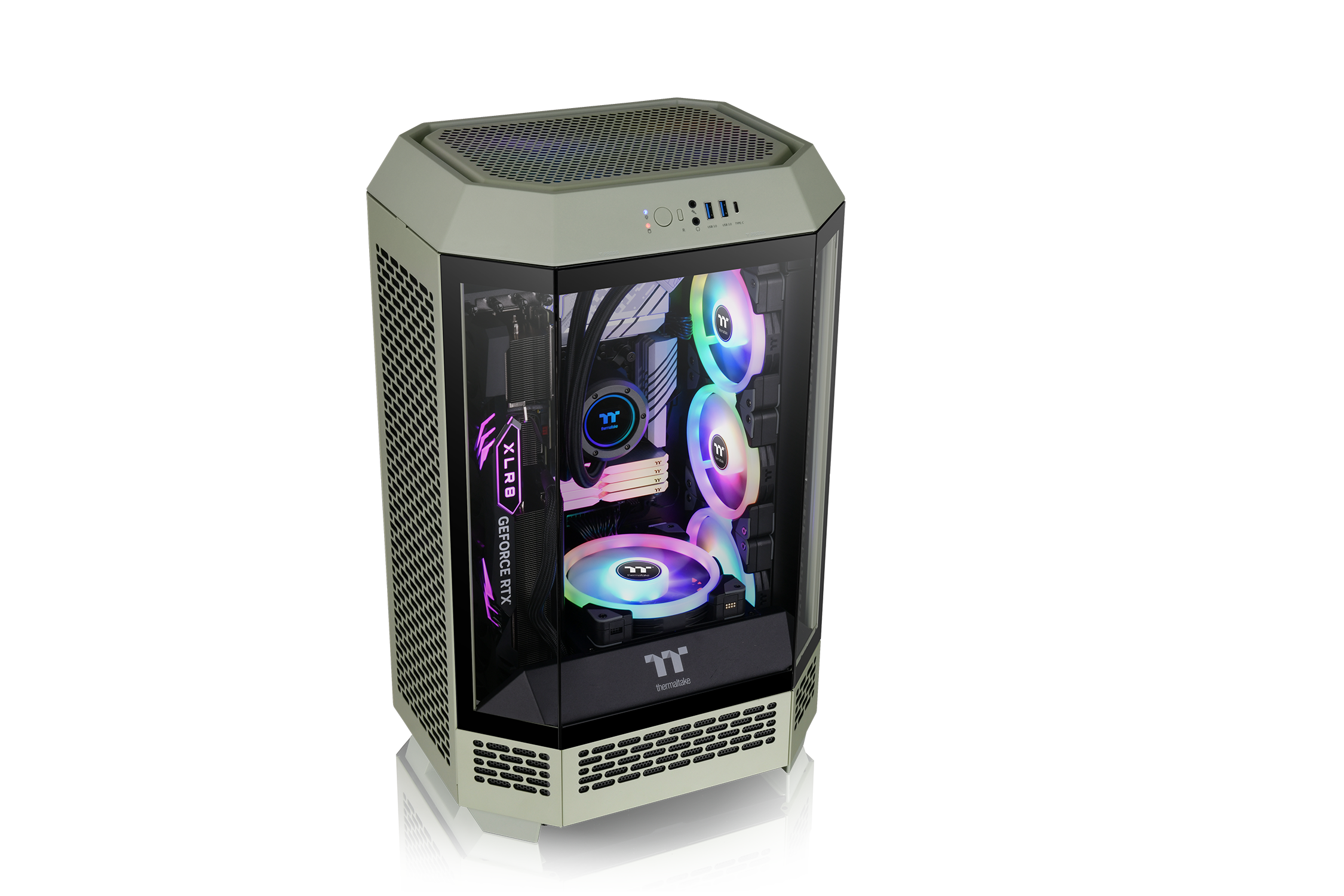 Thermaltake The Tower 300 Micro-ATX Gehäuse mit Sichtfenster Matcha Green