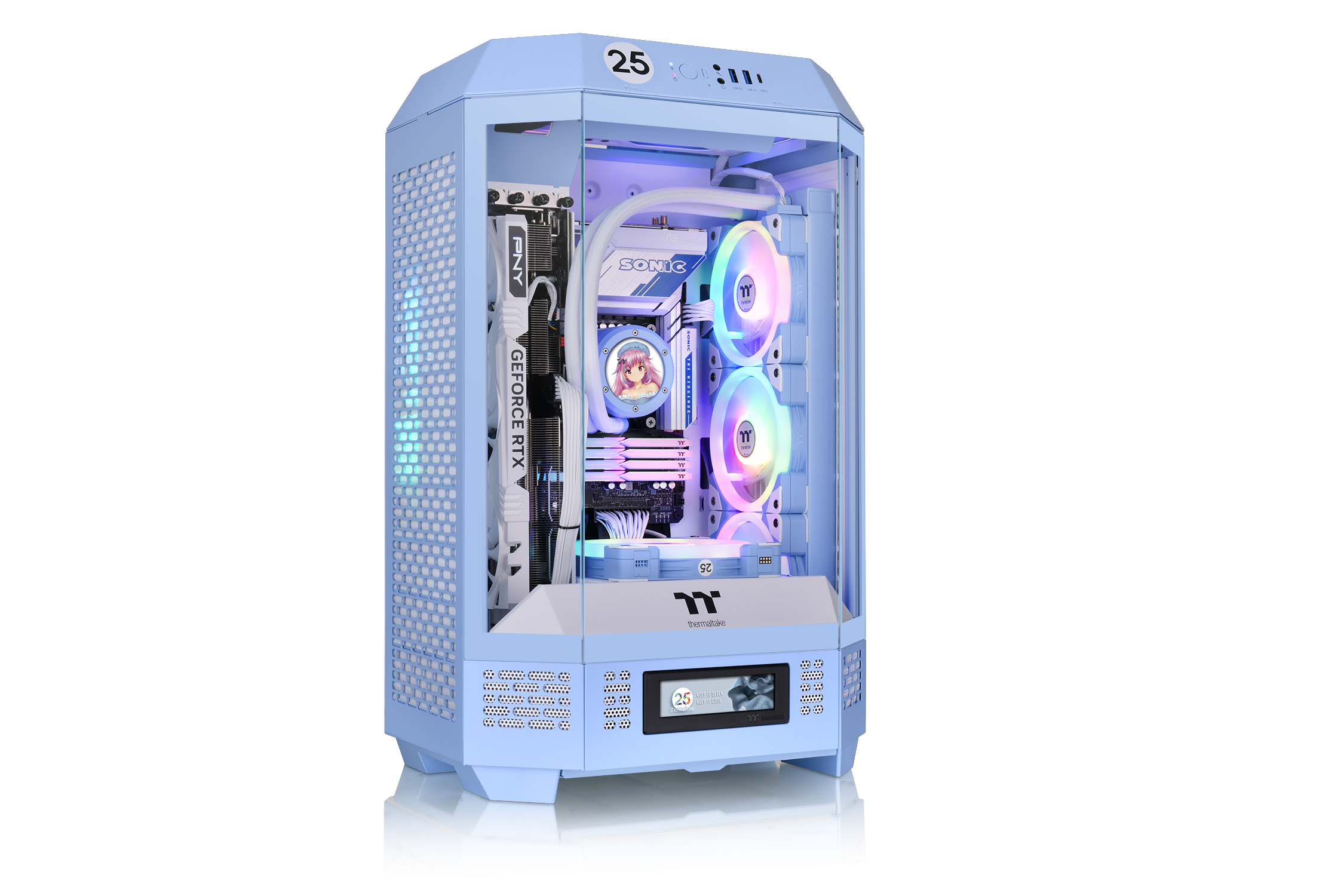 Thermaltake The Tower 300 Micro-Tower Micro-ATX Gehäuse Sichtfenster blau