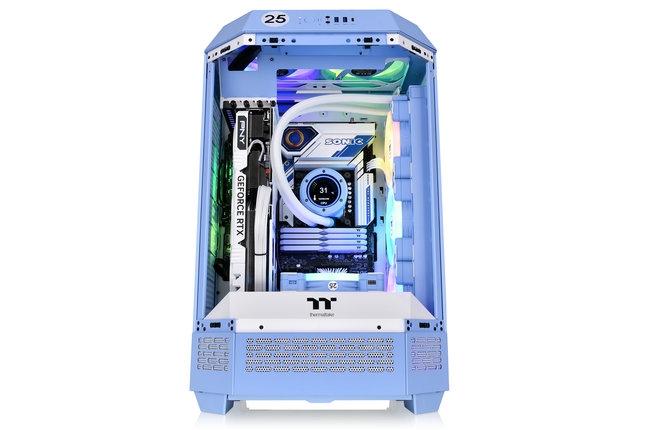 Thermaltake The Tower 300 Micro-Tower Micro-ATX Gehäuse Sichtfenster blau