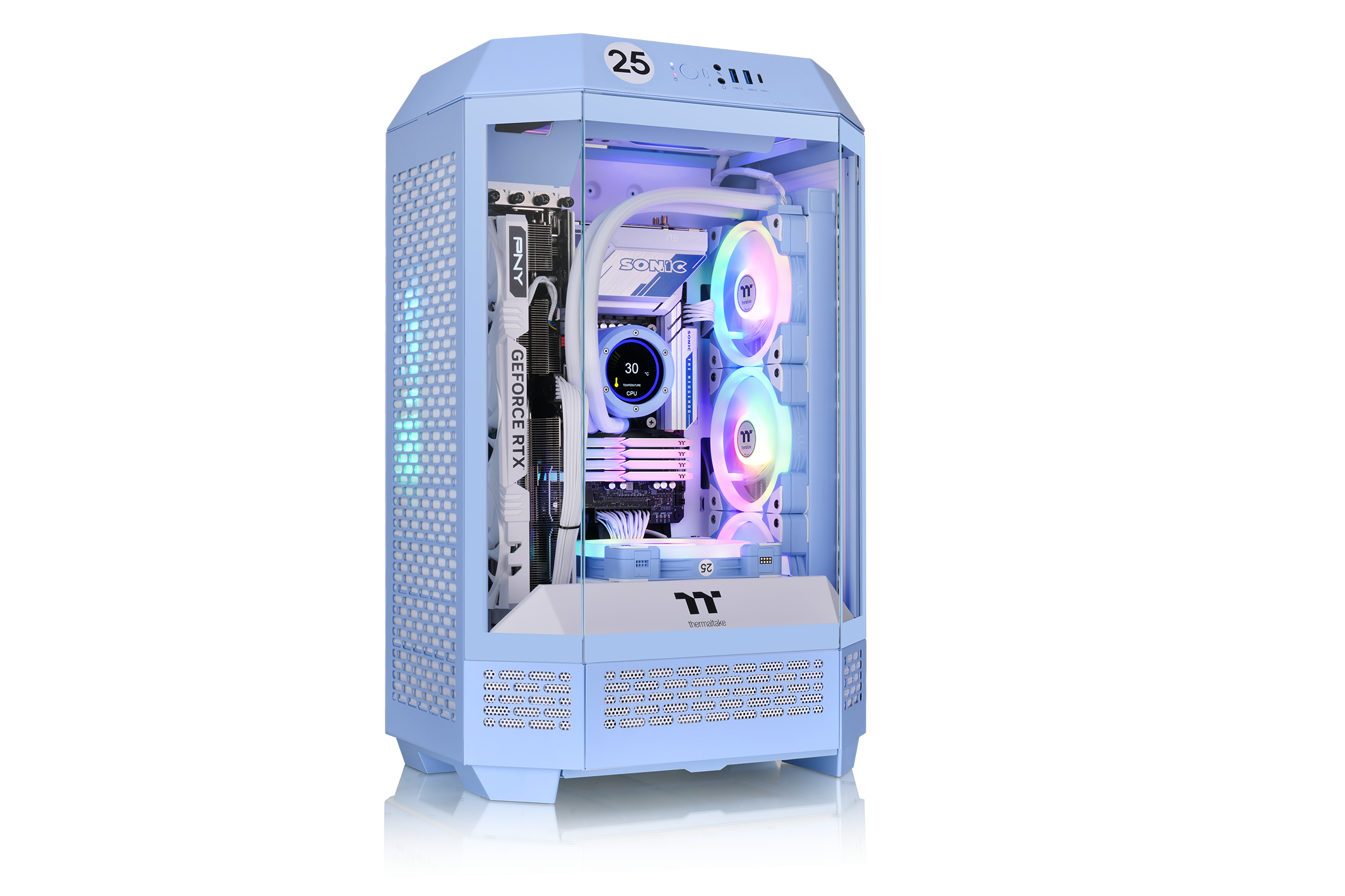 Thermaltake The Tower 300 Micro-Tower Micro-ATX Gehäuse Sichtfenster blau