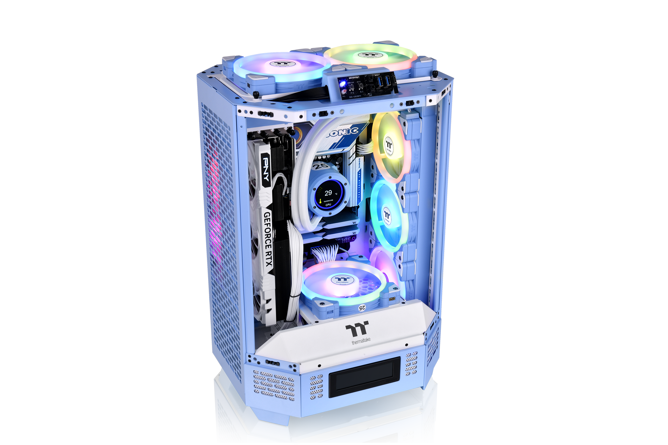 Thermaltake The Tower 300 Micro-Tower Micro-ATX Gehäuse Sichtfenster blau