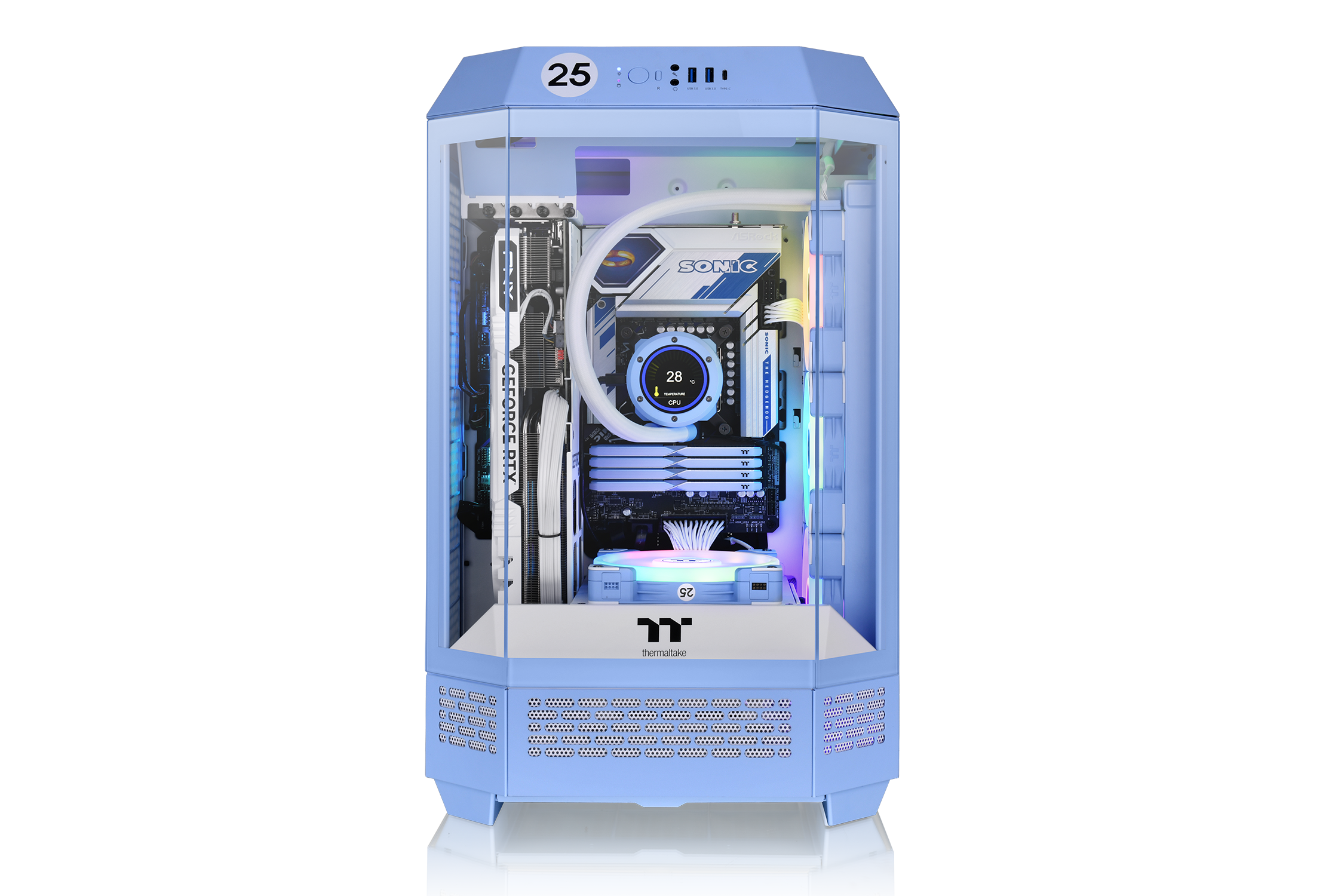 Thermaltake The Tower 300 Micro-Tower Micro-ATX Gehäuse Sichtfenster blau