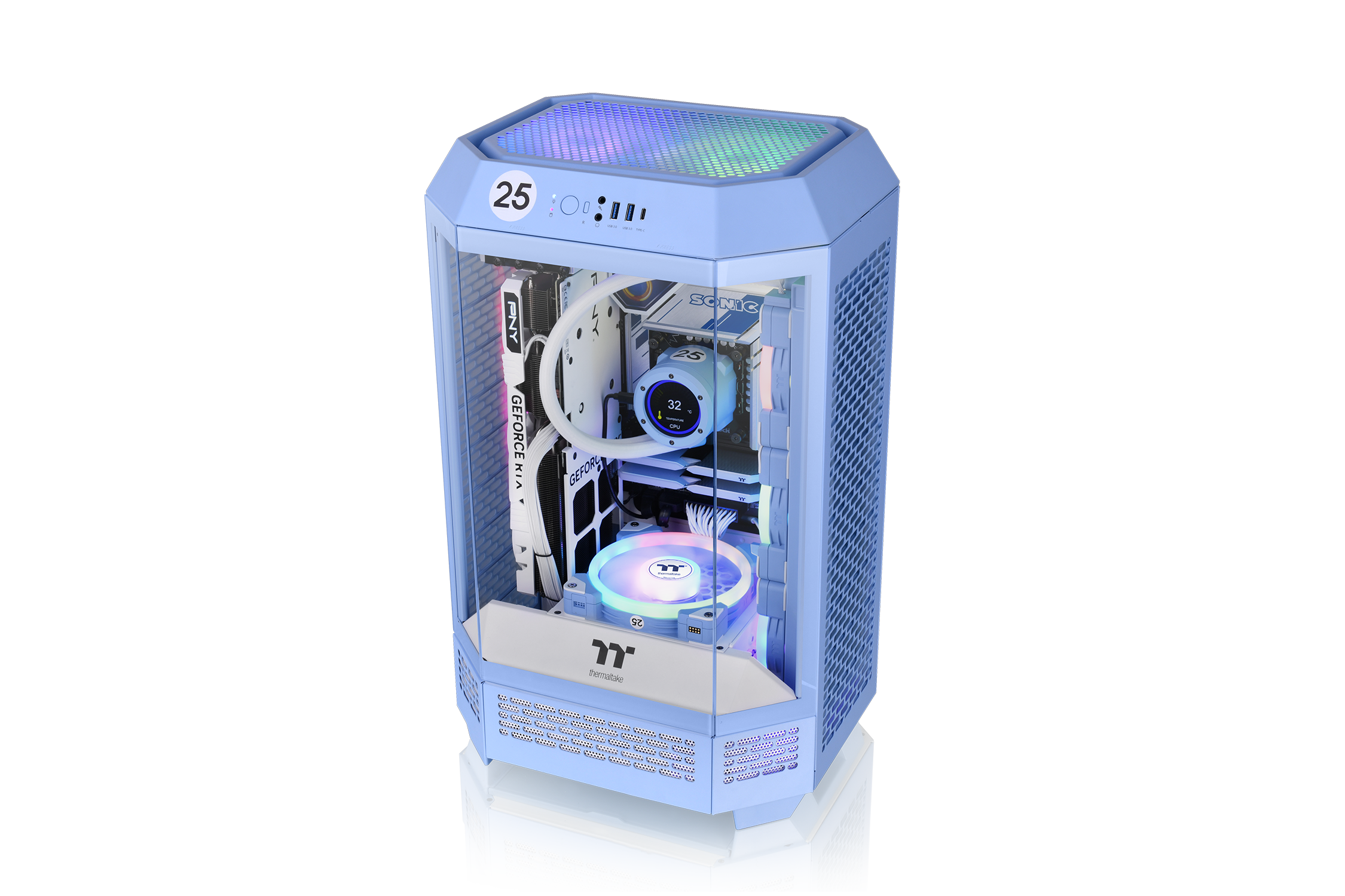 Thermaltake The Tower 300 Micro-Tower Micro-ATX Gehäuse Sichtfenster blau