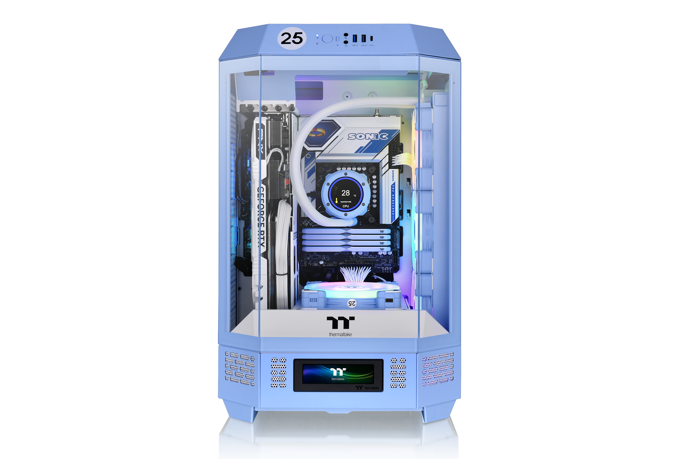 Thermaltake The Tower 300 Micro-Tower Micro-ATX Gehäuse Sichtfenster blau