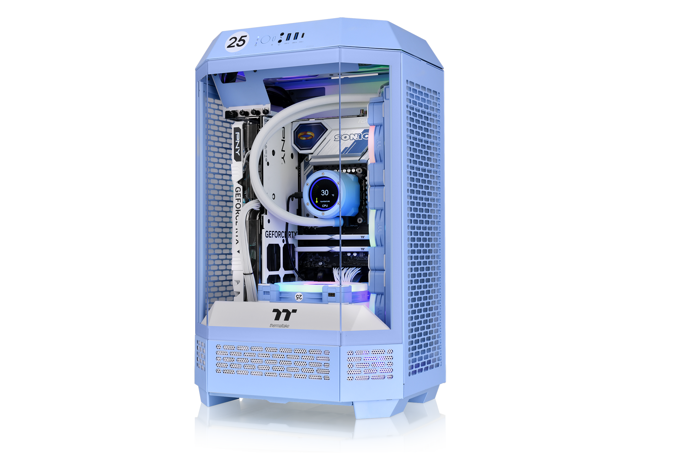 Thermaltake The Tower 300 Micro-Tower Micro-ATX Gehäuse Sichtfenster blau