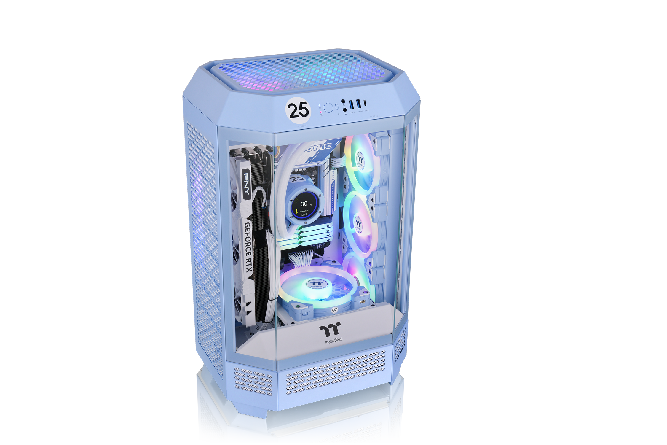 Thermaltake The Tower 300 Micro-Tower Micro-ATX Gehäuse Sichtfenster blau