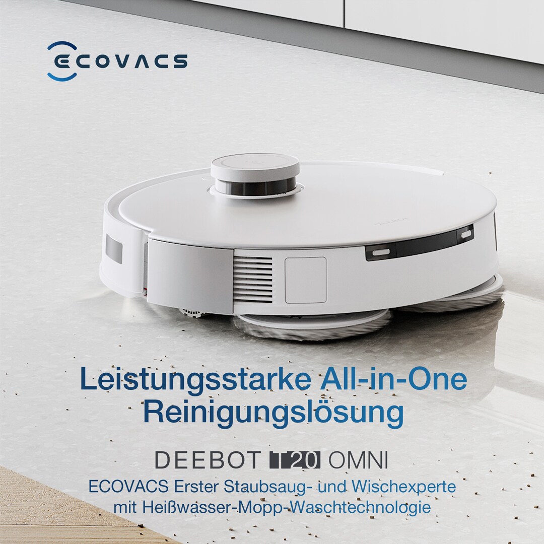 ECOVACS DEEBOT T20 OMNI Saugroboter mit Wischfunktion, 6000Pa, OMNI-Station