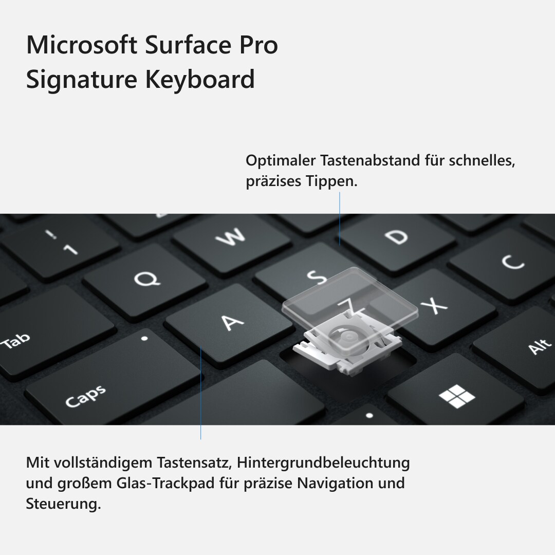 2 Keyboard ++ Cyberport Surface Microsoft Pro Slim 8X6-00065 Platin Pen Signature mit