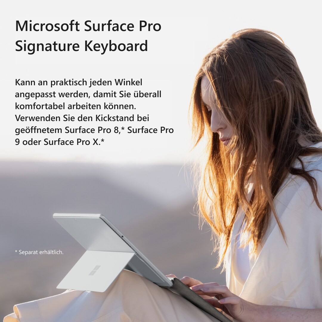 Microsoft 8X6-00065 2 Platin Slim Surface Signature mit Pro ++ Pen Cyberport Keyboard