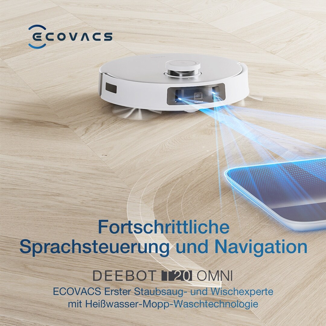 ECOVACS DEEBOT T20 OMNI Saugroboter mit Wischfunktion, 6000Pa, OMNI-Station