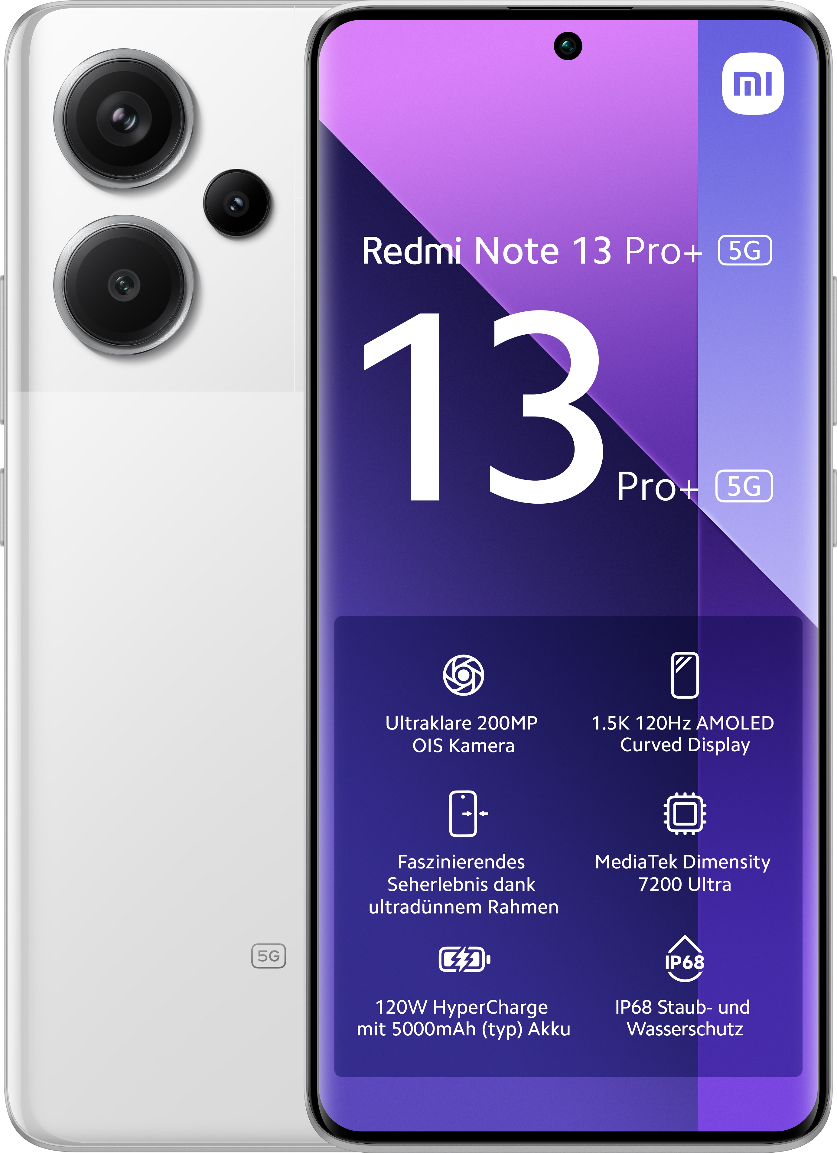 Xiaomi Redmi Note 13 Pro+ 5G 12/512GB Dual-SIM Smartphone moonlight white