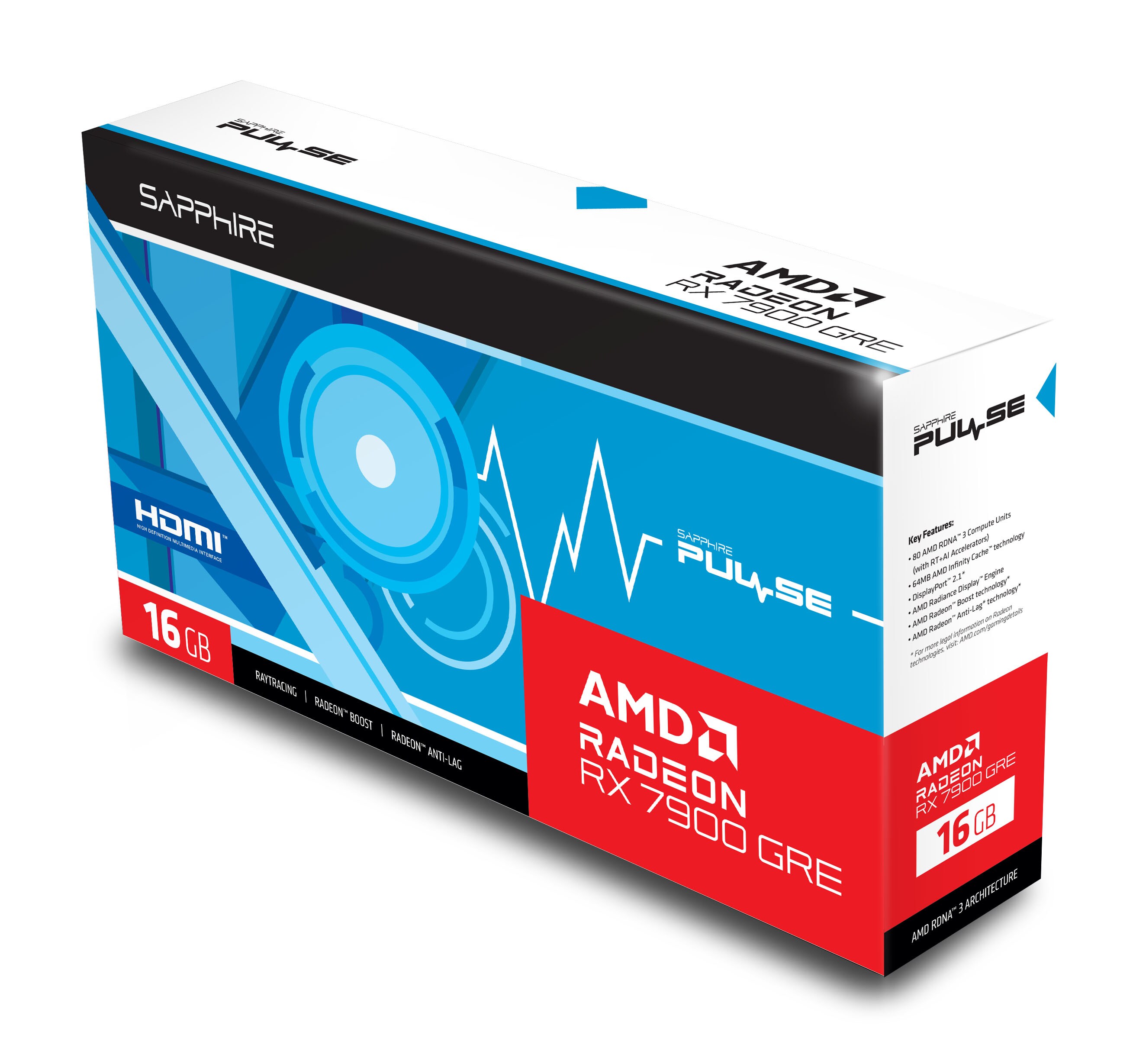 SAPPHIRE PULSE AMD Radeon RX 7900 GRE GAMING OC 16GB GDDR6 1xHDMI/2xDP