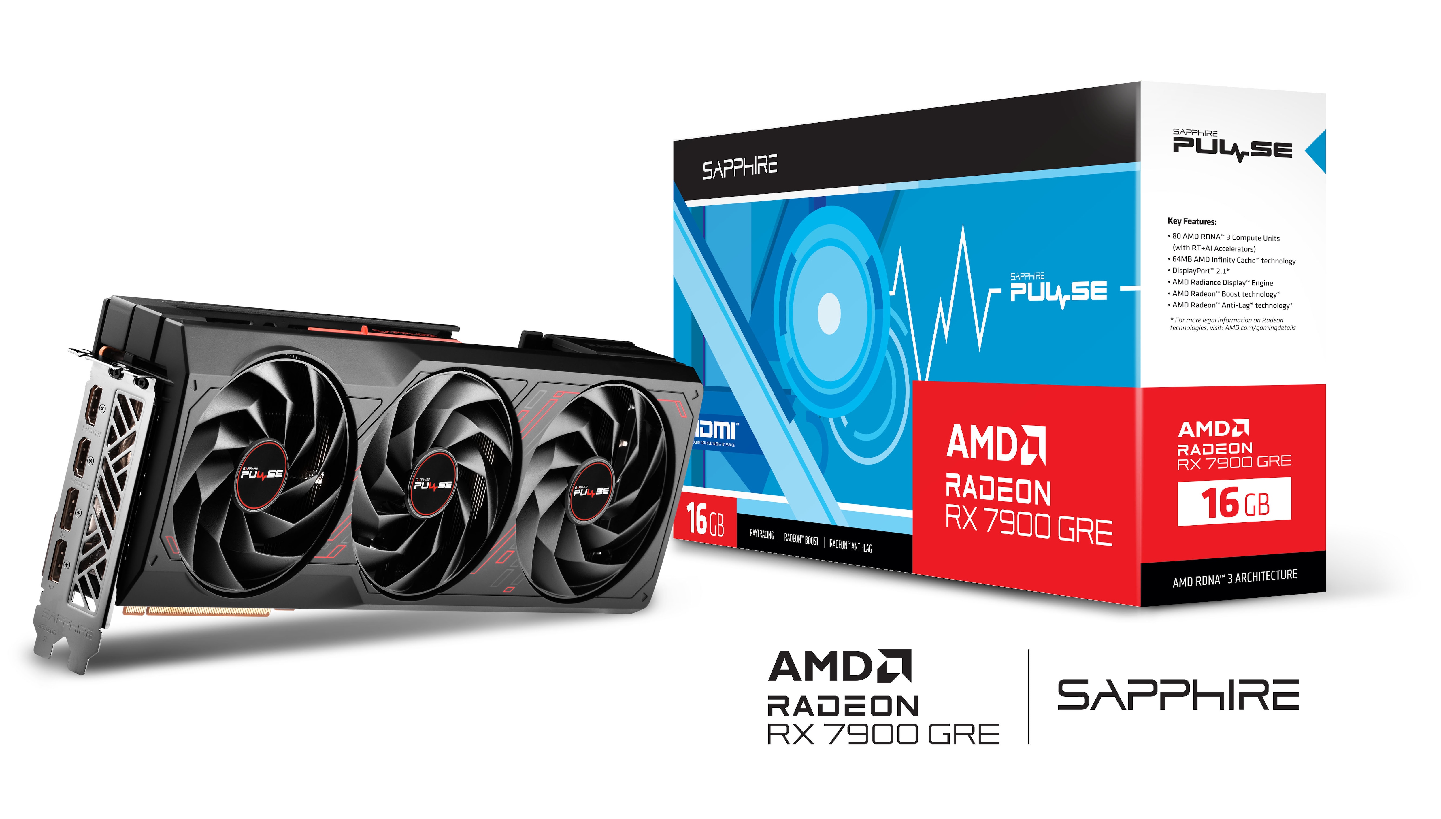 SAPPHIRE PULSE AMD Radeon RX 7900 GRE GAMING OC 16GB GDDR6 1xHDMI/2xDP