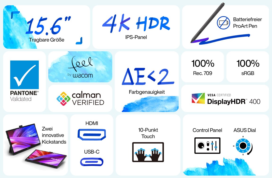 ASUS ProArt PA169CDV 39,6cm (15,6") 4K IPS Profi Touch Monitor 16:9 HDMI/USB-C