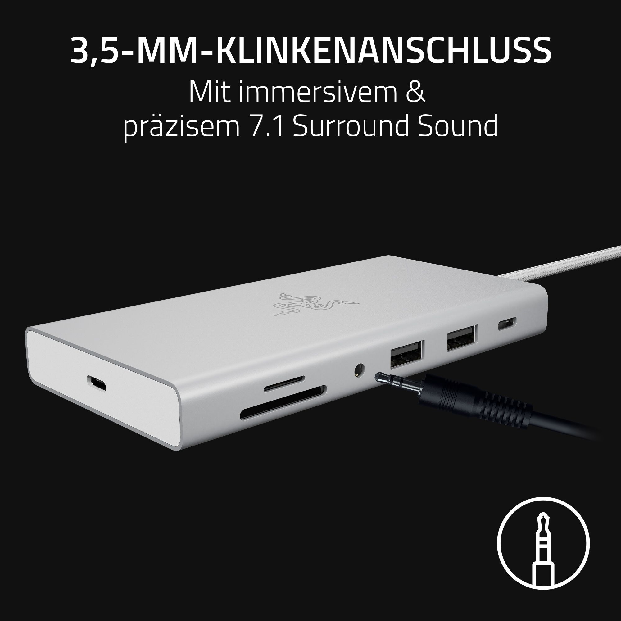 RAZER USB-C Dock - Mercury - 4K, 2xUSB-C, 4x USB-A, GLAN, HDMI, 3,5mm Klinke