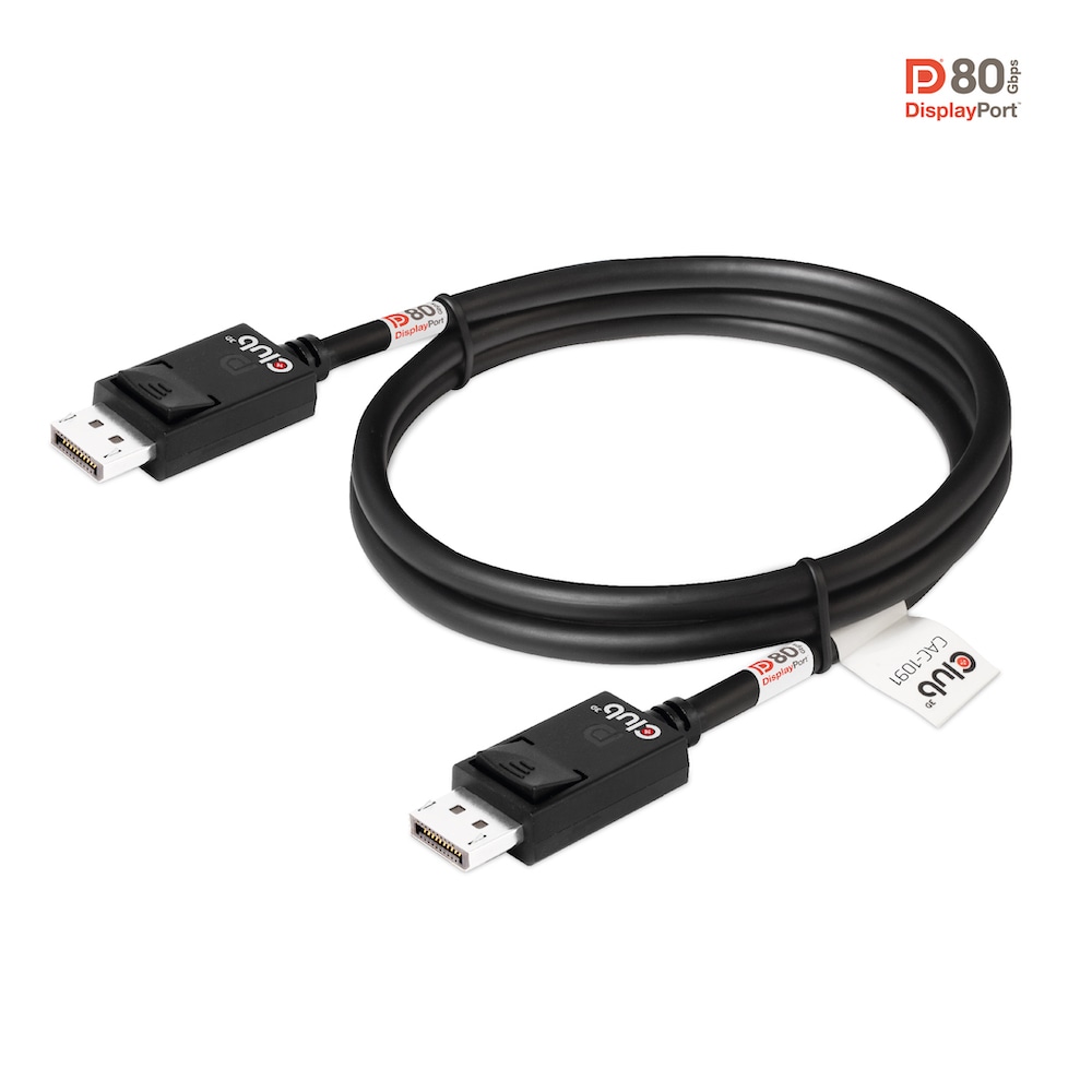 Club 3D DisplayPort 2.1 Kabel 1,2m DP zu DP Bi-Direktionales VESA DP80 schwarz