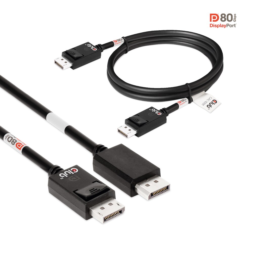 Club 3D DisplayPort 2.1 Kabel 1,2m DP zu DP Bi-Direktionales VESA DP80 schwarz